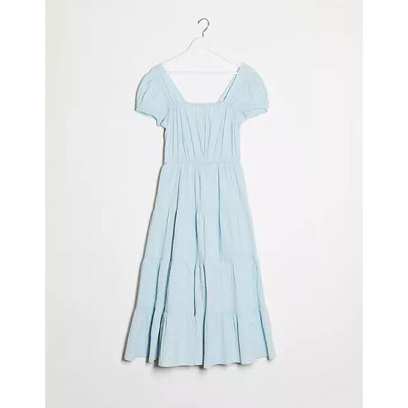 & OTHER STORIES Cotton Square Neck Smock Midaxi Dress Sky Blue {3P31} - Picture 5 of 11